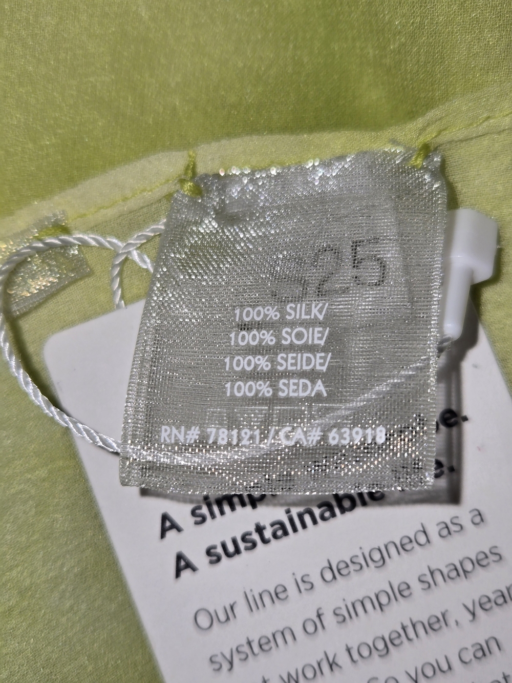 Eileen Fisher Lime Sheer Long Scarf Wrap - Picture 6 of 6